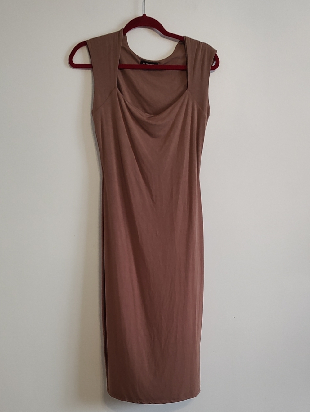 See You Monday Brown Cowl Neck Sleeveless Dress